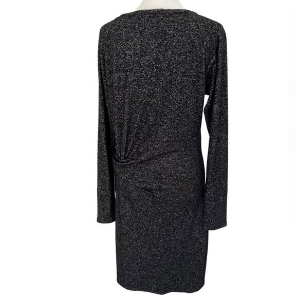 Athleta Solitude Dress, Black/ Gray Long Sleeve Ruched Waist 362808 size M - Picture 5 of 9